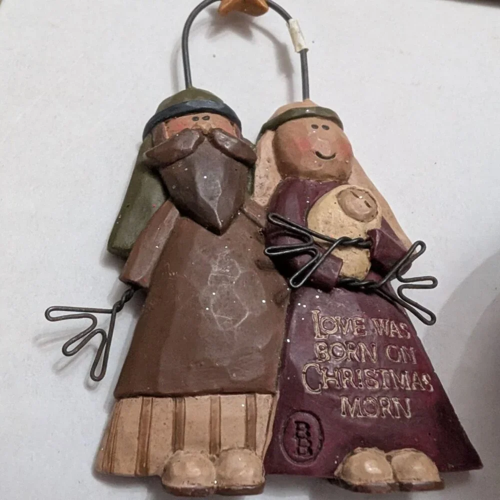 Nativity‎ Christmas Ornaments Needzo Decoupage lot of 3 vintage Holiday hanging